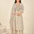 Cream chanderi printed hand embroidery kurta set with dupatta