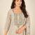 Cream chanderi printed hand embroidery kurta set with dupatta