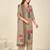 Khaki cotton printed hand embroidery kurta set with dupatta