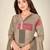 Khaki cotton printed hand embroidery kurta set with dupatta