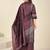 Purple cotton printed hand embroidery kurta set with dupatta