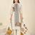 Cream cotton printed hand embroidery kurta set with dupatta