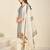Cream cotton printed hand embroidery kurta set with dupatta