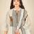 Cream cotton printed hand embroidery kurta set with dupatta