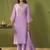 Lavender chanderi printed hand embroidery kurta set with dupatta