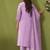 Lavender chanderi printed hand embroidery kurta set with dupatta