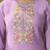 Lavender chanderi printed hand embroidery kurta set with dupatta