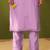 Lavender chanderi printed hand embroidery kurta set with dupatta