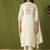 Cream chanderi printed hand embroidery kurta set with dupatta