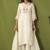 Cream chanderi printed hand embroidery kurta set with dupatta