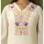 Cream chanderi printed hand embroidery kurta set with dupatta