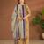 Khaki cotton printed hand embroidery kurta set with dupatta