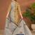 Khaki cotton printed hand embroidery kurta set with dupatta