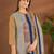 Khaki cotton printed hand embroidery kurta set with dupatta