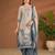 Grey cotton printed hand embroidery kurta set with dupatta