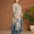 Grey cotton printed hand embroidery kurta set with dupatta