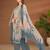 Grey cotton printed hand embroidery kurta set with dupatta