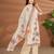Cream linen printed hand embroidery kurta set with dupatta