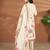 Cream linen printed hand embroidery kurta set with dupatta