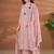 Pink linen printed hand embroidery kurta set with dupatta