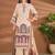 Cream linen printed hand embroidery kurta set with dupatta