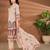 Cream linen printed hand embroidery kurta set with dupatta