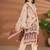Cream linen printed hand embroidery kurta set with dupatta