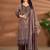 Brown chanderi printed hand embroidery kurta set with dupatta