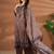 Brown chanderi printed hand embroidery kurta set with dupatta