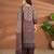 Brown chanderi printed hand embroidery kurta set with dupatta