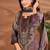 Brown chanderi printed hand embroidery kurta set with dupatta
