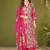 Pink cotton printed hand embroidery kurta set with dupatta