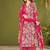 Pink cotton printed hand embroidery kurta set with dupatta