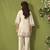 White cotton printed hand embroidery kurta set for women
