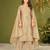 Khaki chanderi silk printed hand embroidery kurta set with dupatta