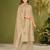 Khaki chanderi silk printed hand embroidery kurta set with dupatta
