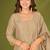 Khaki chanderi silk printed hand embroidery kurta set with dupatta