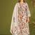 White silk blend printed hand embroidery kurta set with dupatta
