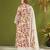White silk blend printed hand embroidery kurta set with dupatta