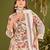 White silk blend printed hand embroidery kurta set with dupatta