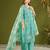 Sea green cotton printed hand embroidery kurta set with dupatta