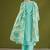 Sea green cotton printed hand embroidery kurta set with dupatta