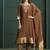 Brown chanderi printed hand embroidery kurta set with dupatta