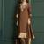 Brown chanderi printed hand embroidery kurta set with dupatta