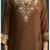 Brown chanderi printed hand embroidery kurta set with dupatta