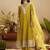 Mustard chanderi printed hand embroidery kurta set with dupatta