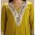 Mustard chanderi printed hand embroidery kurta set with dupatta
