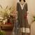 Brown chanderi printed hand embroidery kurta set with dupatta