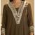 Brown chanderi printed hand embroidery kurta set with dupatta