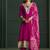 Pink chanderi printed hand embroidery kurta set with dupatta
